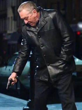 The Irishman Robert De Niro Black Leather Coat