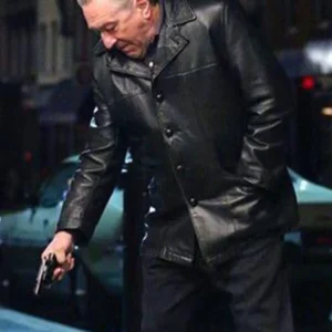 The Irishman Robert De Niro Black Leather Coat