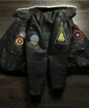 Top Gun F-14 Tomcat Pilot Black Leather Jacket back