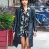 Zoe Kravitz Leather Long Coat