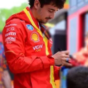 buy Scuderia Ferrari F1 2024 Charles Leclerc Team Red Zipper Hoodie For Sale Men And Women