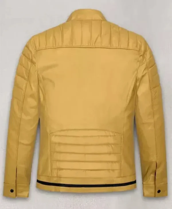 Andrew Tate Yellow Leather Jacket back