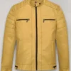 Andrew Tate Yellow Leather Jacket front