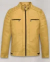 Andrew Tate Yellow Leather Jacket front