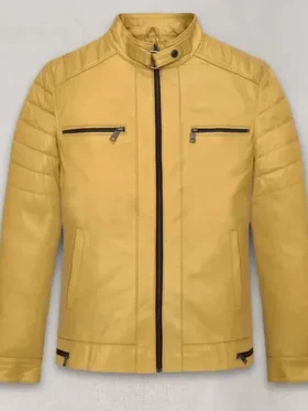 Andrew Tate Yellow Leather Jacket front