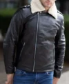 Black Leather Jacket with Black Fur Collar