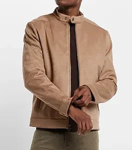 Brown Faux Suede Moto Jacket