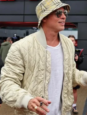 Buy F1 British Grand Prix Brad Pitt Quilted Bomber Jacket