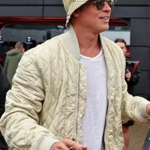 Buy F1 British Grand Prix Brad Pitt Quilted Bomber Jacket