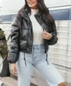 Buy Faux Leather Puffer Jacket For Sale