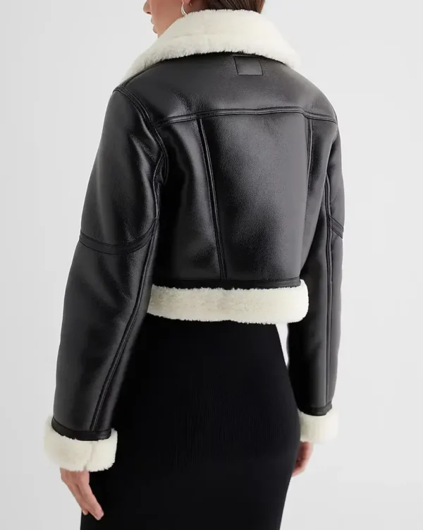 Buy Faux Leather Sherpa Lined Cropped Moto Jacket For Sale Men And Women