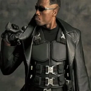Buy Wesley Snipes Blade Black Leather Buckle Vest For Sale Men And Women