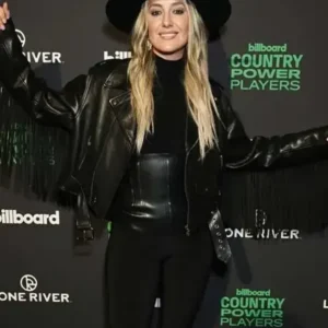 Country Power Players Lainey Wilson Black Leather Jacket