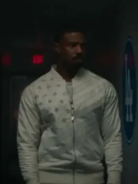 Creed III Michael B. Jordan White Zip Bomber Jacket
