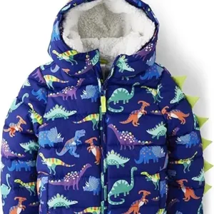 Dinosaur Puffer Navy Dino Jacket