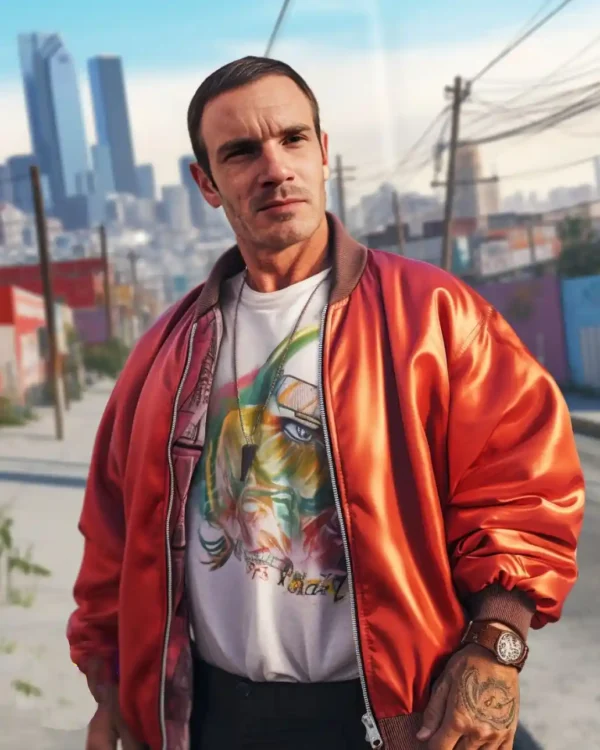 Felix GTA 6 Orange Bomber Jacket