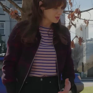 Harold and the Purple Crayon Zooey Deschanel Plaid Jacket On Sale