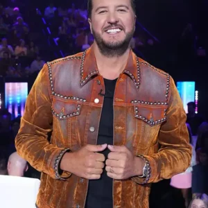 Luke Bryan American Idol Brown Suede Leather Jacket