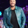 Luke Bryan American Idol Teal Leather Jacket