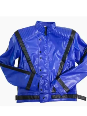 Michael Jackson Thriller Blue Leather Jacket