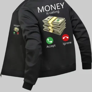 Money Is Calling Print Bomber Jacket