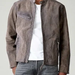 Mr and Mrs Smith Brad Pitt Gray Leather Jacket On Sale