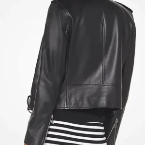Order Michael Kors Black Biker Leather Moto Jacket For Sale Men And Women