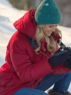 Rebecca Dalton Falling Like Snowflakes 2024 Red Puffer Jacket For Sale