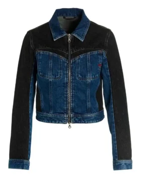 Red Eye 2024 Jemma Moore Blue and Black Denim Jacket On Sale