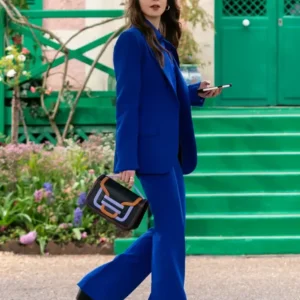 Shop Emily in Paris Season 04 Lily Collins Blue Suit