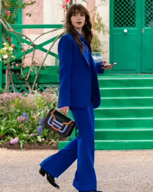 Shop Emily in Paris Season 04 Lily Collins Blue Suit
