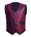The Warriors Maroon Biker Leather Vest Costume