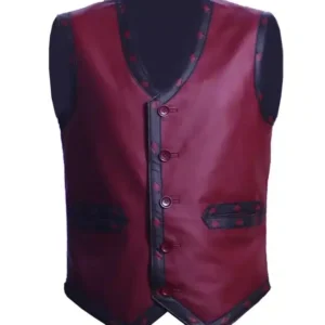 The Warriors Maroon Biker Leather Vest Costume