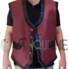 The Warriors Maroon Biker Leather Vest Costume front open