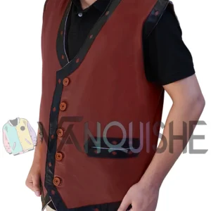 The Warriors Maroon Biker Leather Vest Costume left
