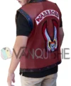 The Warriors Maroon Biker Leather Vest Costume left back