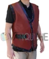 The Warriors Maroon Biker Leather Vest Costume right