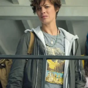 Under Paris 2024 Berenice Bejo Gray Bomber Jacket On Sale