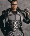 Wesley Snipes Blade Black Leather Buckle Vest