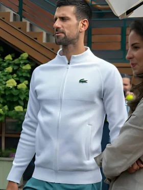 Wimbledon 2024 Novak Djokovic Zip Up White Jacket On Sale