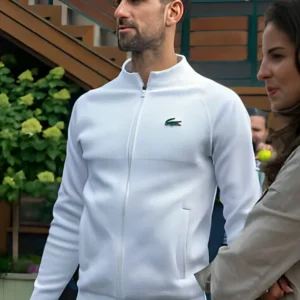 Wimbledon 2024 Novak Djokovic Zip Up White Jacket On Sale