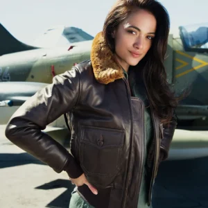 Womens Leather Jacket with Fur Collar