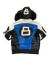 8 Ball Black White and Blue Parka Leather Jacket