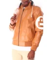 8 Ball Orange Fur Hooded Leather Jacket On Sale