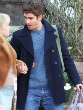 Andrew Garfield We Live in Time 2025 Blue Peacoat