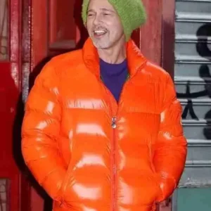 Brad Pitt Wolfs 2024 Orange Puffer Jacket