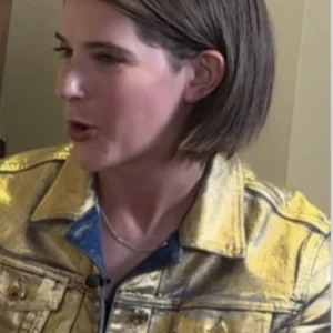 E News Daryn Carp Gold Metallic Jacket