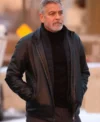 George Clooney Wolfs 2024 Black Leather Jacket