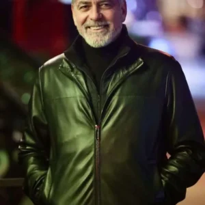 George Clooney Wolfs 2024 Black Leather Jacket On Sale 