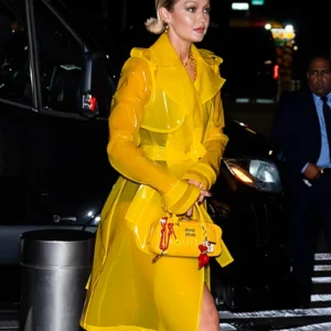 Gigi Hadid Deadpool And Wolverine Yellow Trench Coat On Sale